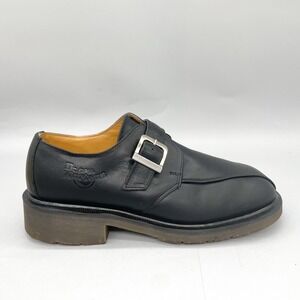 VTG Dr Martens Mens 9 10 Monk Strap Oxford Black Leather Made England Y2K 8360
